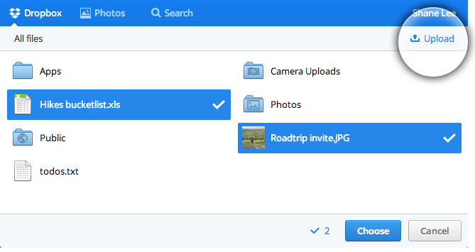 New features for the Dropbox Chooser