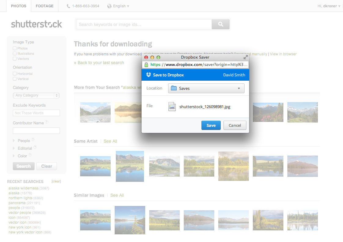 Shutterstock's Saver integration